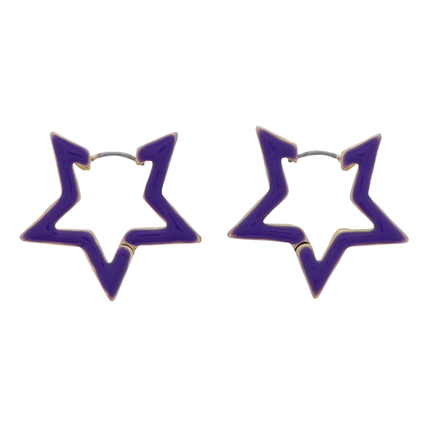 Purple, Gold Enamel Star Earring