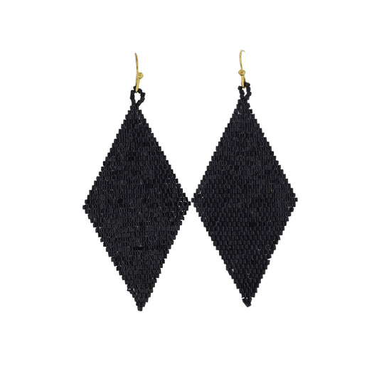 Black Beaded Diamond Earring