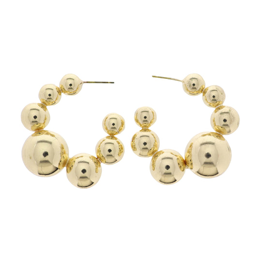 Gold Multi Sized Bubble Hoop Earring