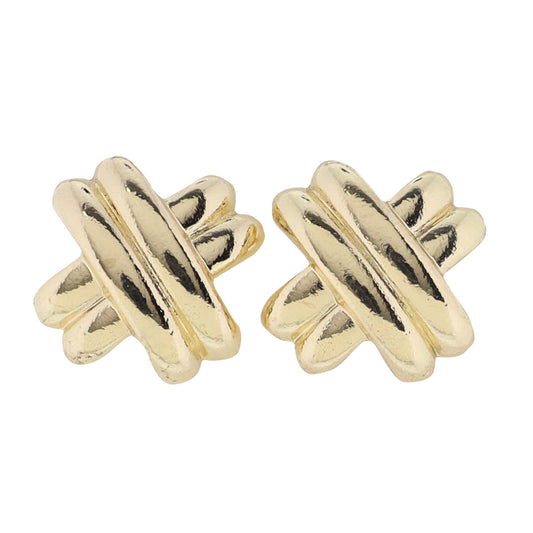 Gold Weave "X" Stud Earring