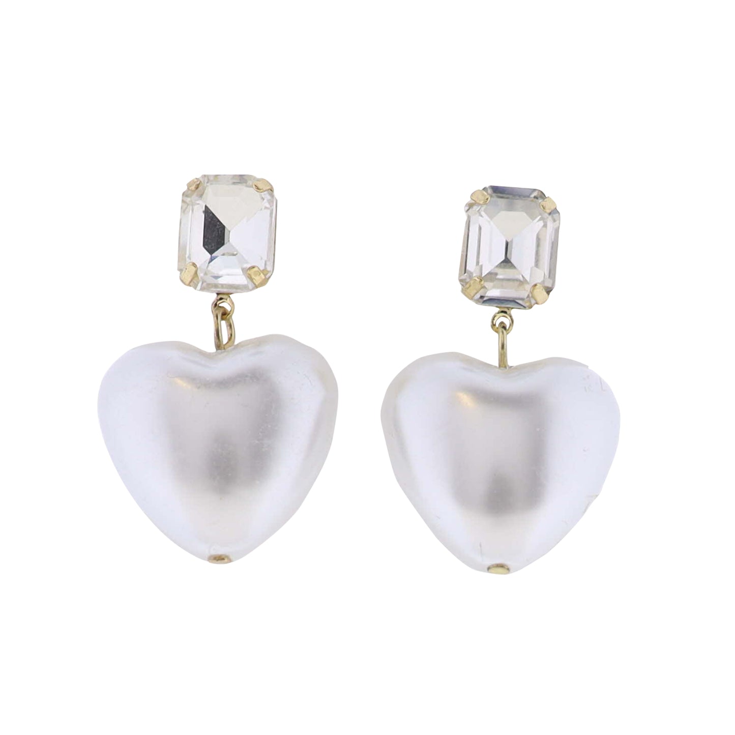 Pearl Heart Earring with Clear Crystal Post