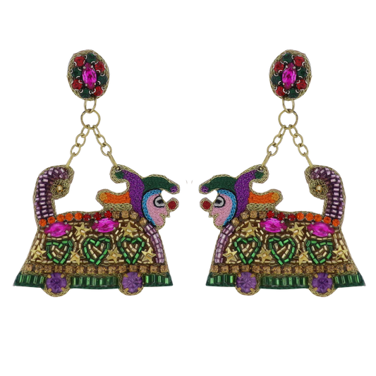 Purple, Green, Pink Mardi Gras Float Beaded Earrings