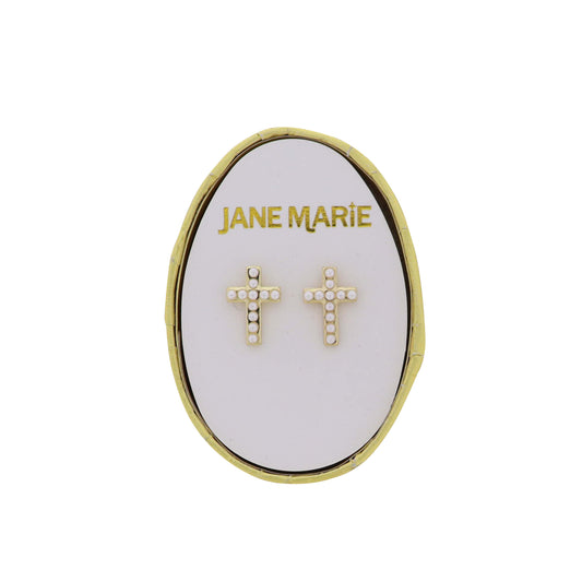 Pearl Cross Earring
