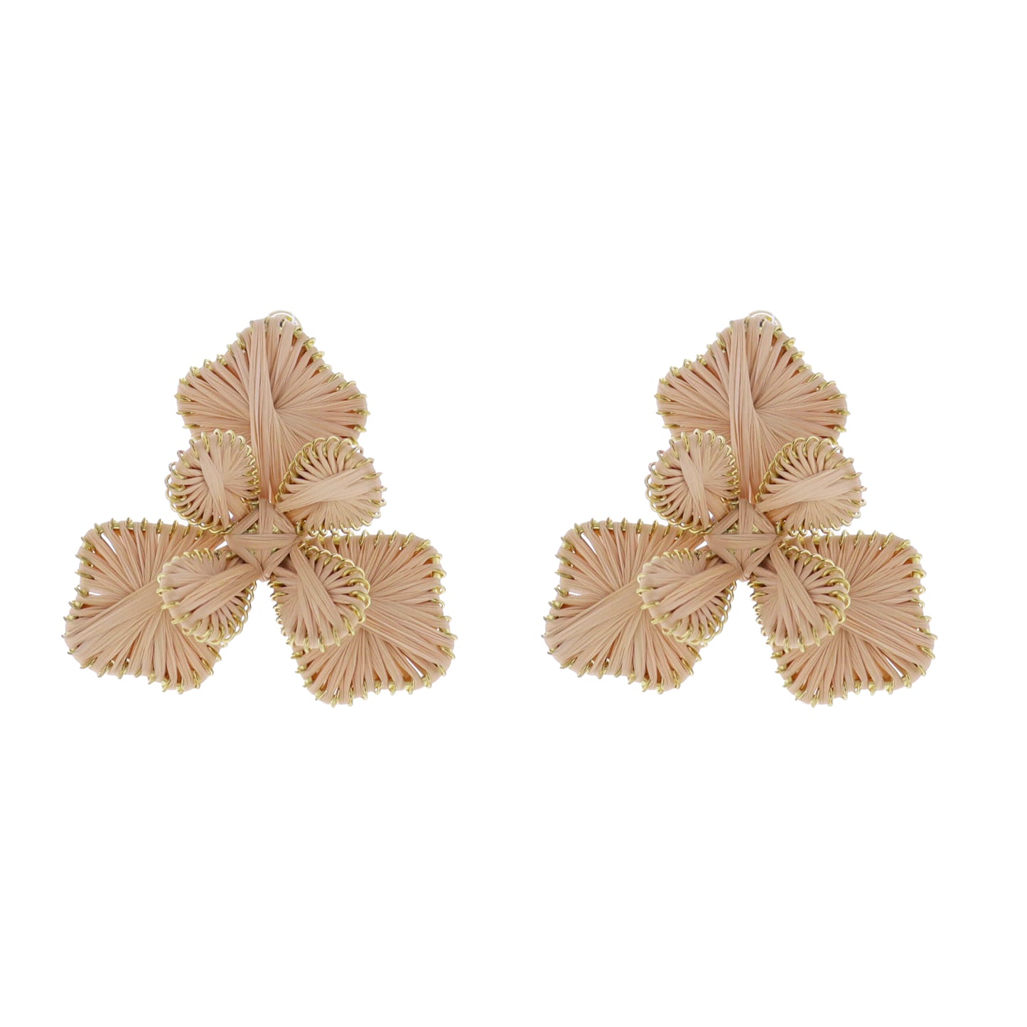 Tan Raffia Flower Earring