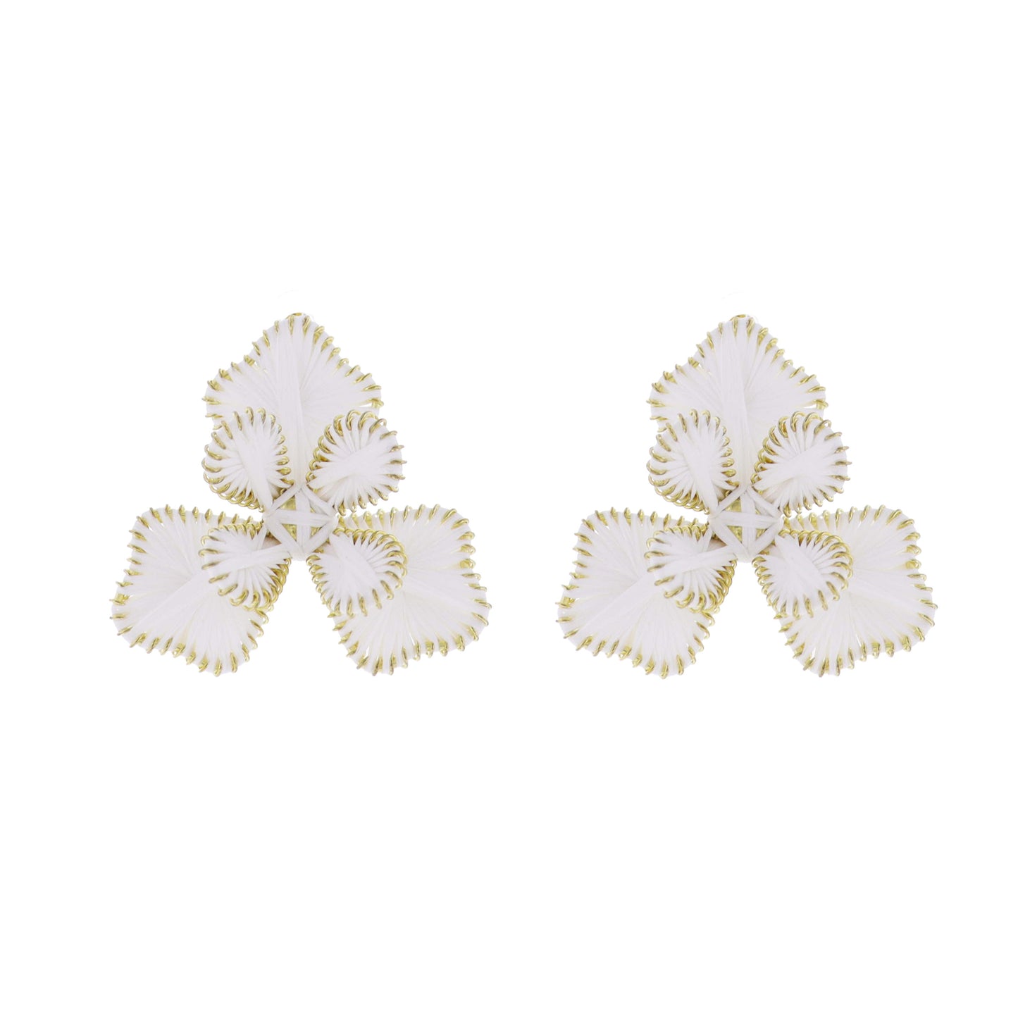 White Raffia Flower Earring