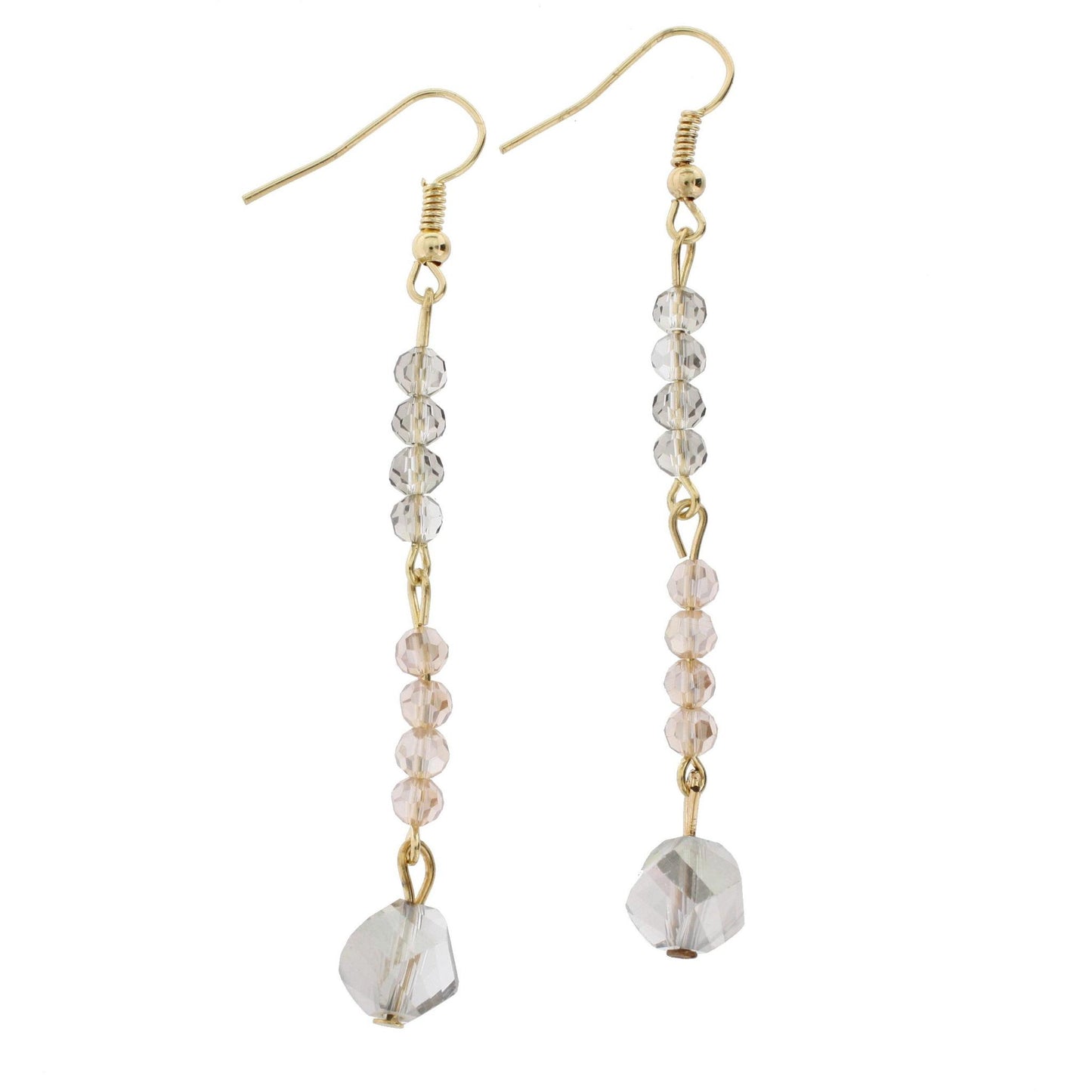 Black Diamond Beaded Gold Linked Dangle Earring