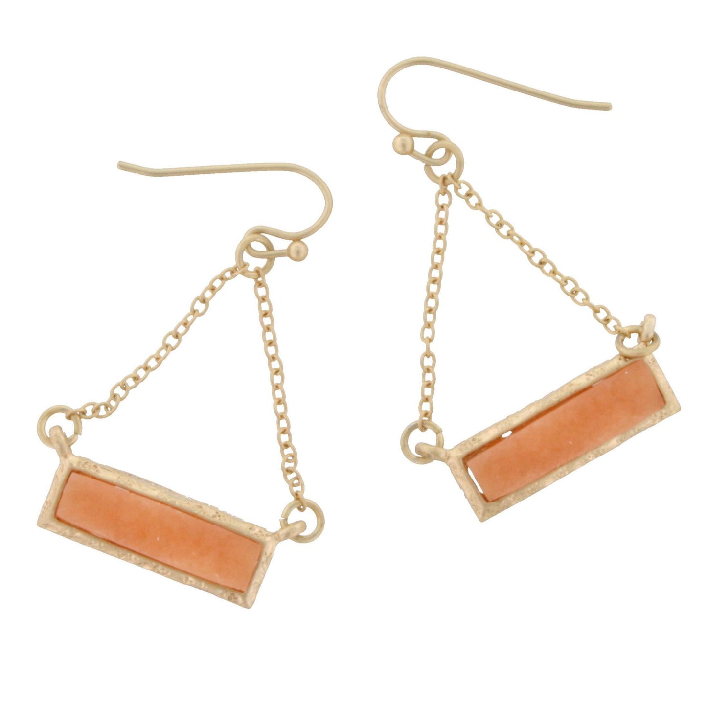 Peach Druzy Bar Dangle Stud Earring