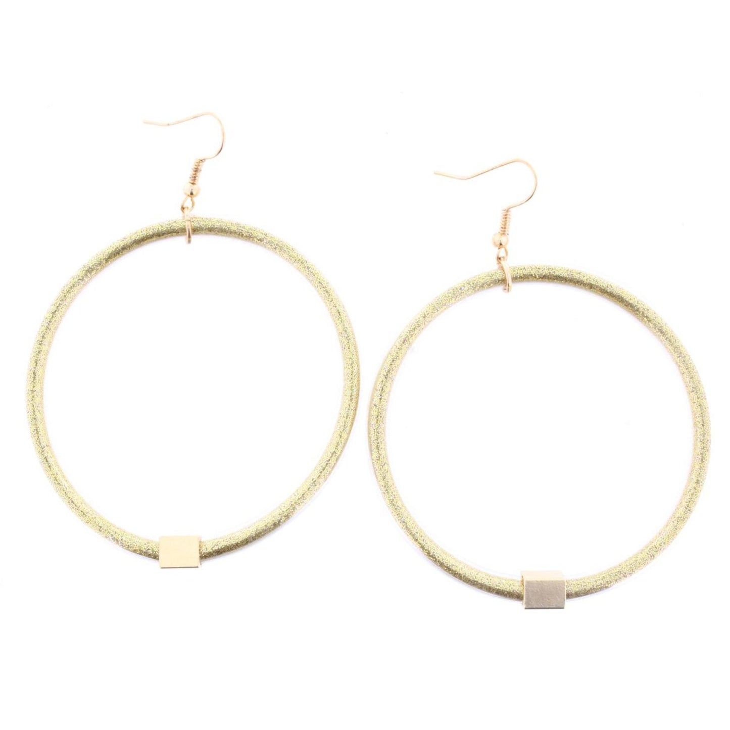Gold Glitter with Gold Station Hoop Earring