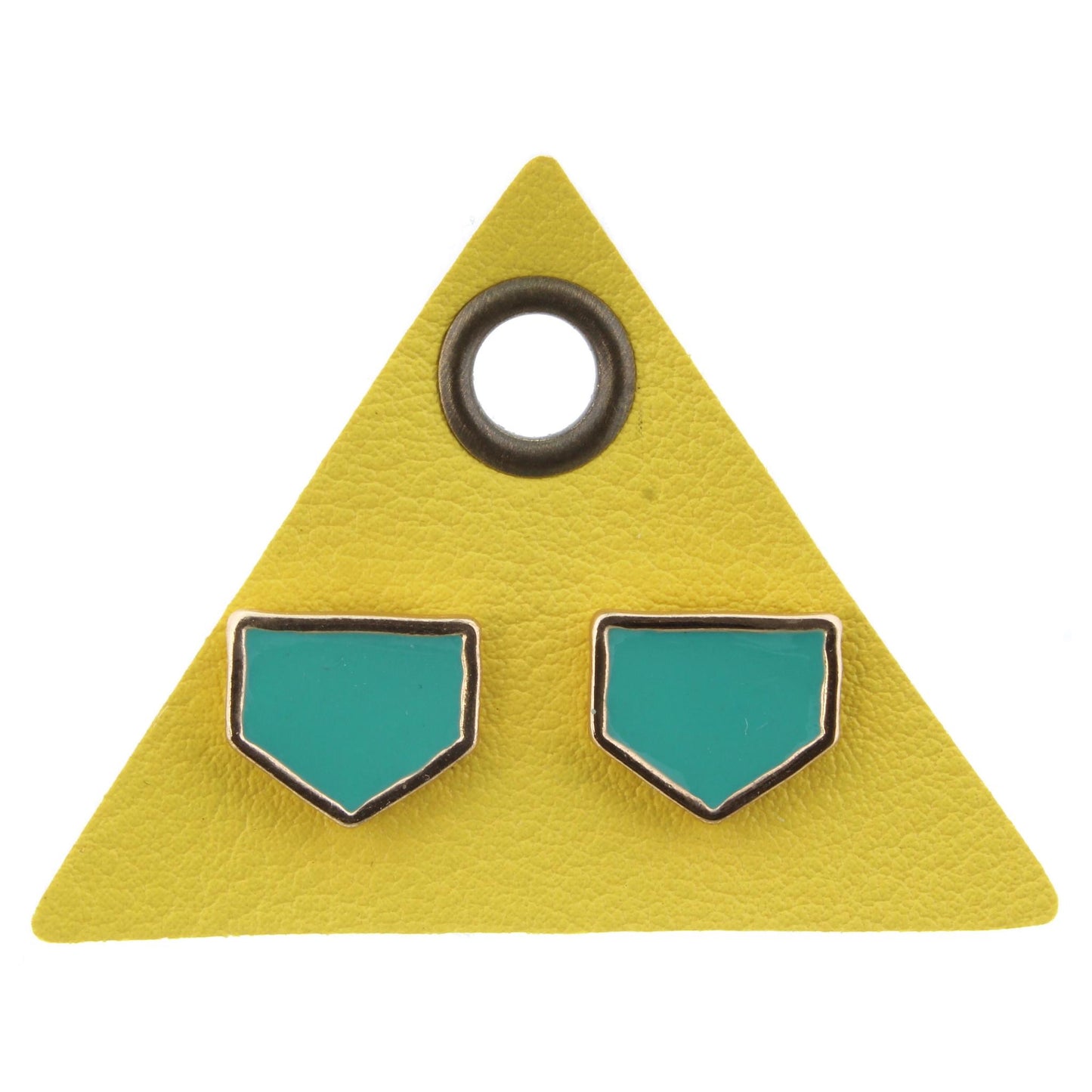 Teal Pentagon Stud Earring
