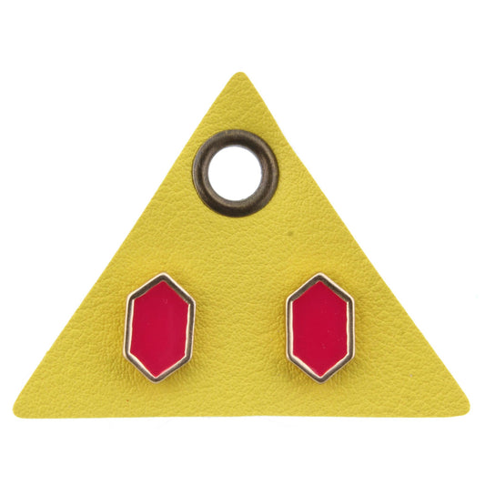 Hot Pink Hexagon Stud Earring