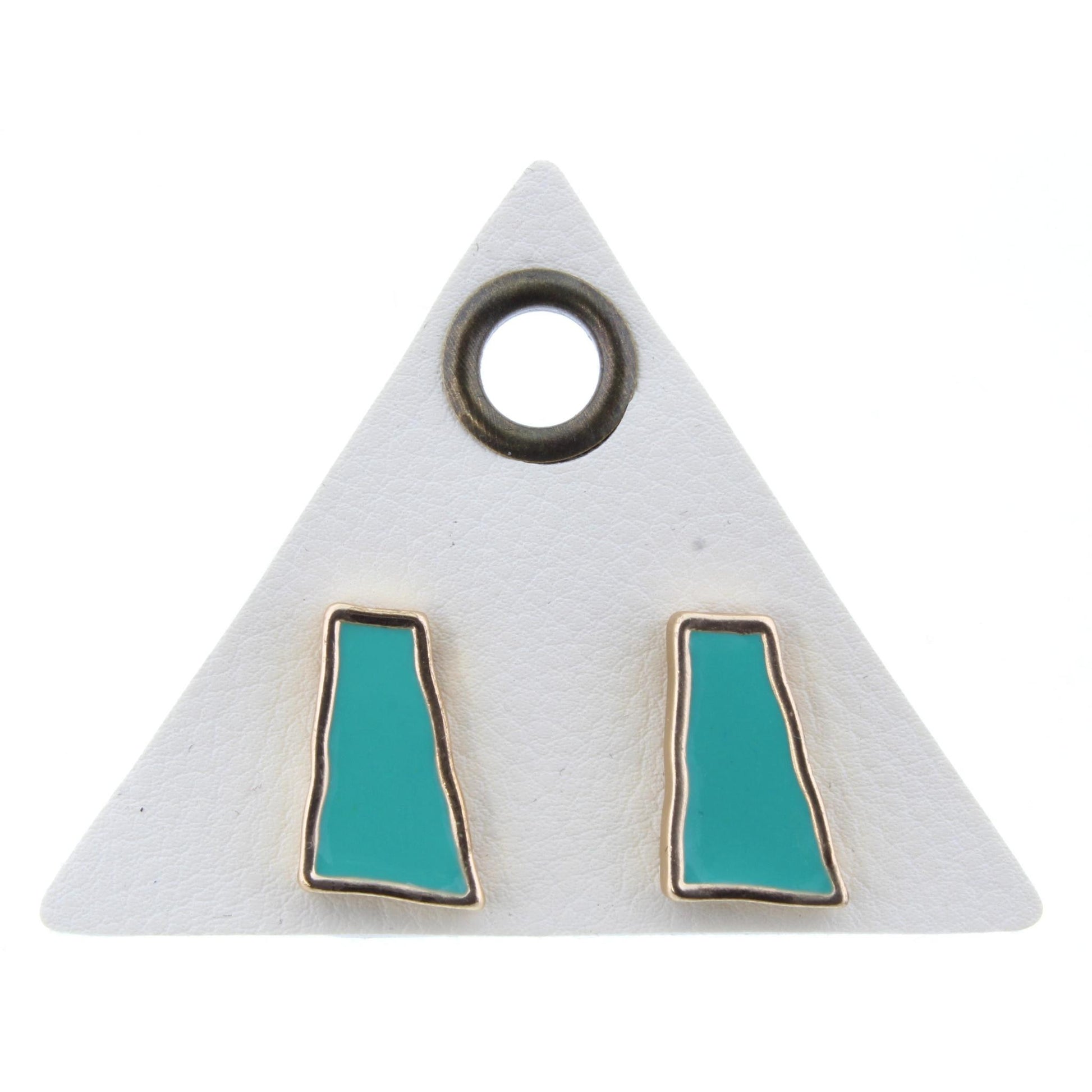 Teal Trapezoid Stud Earring