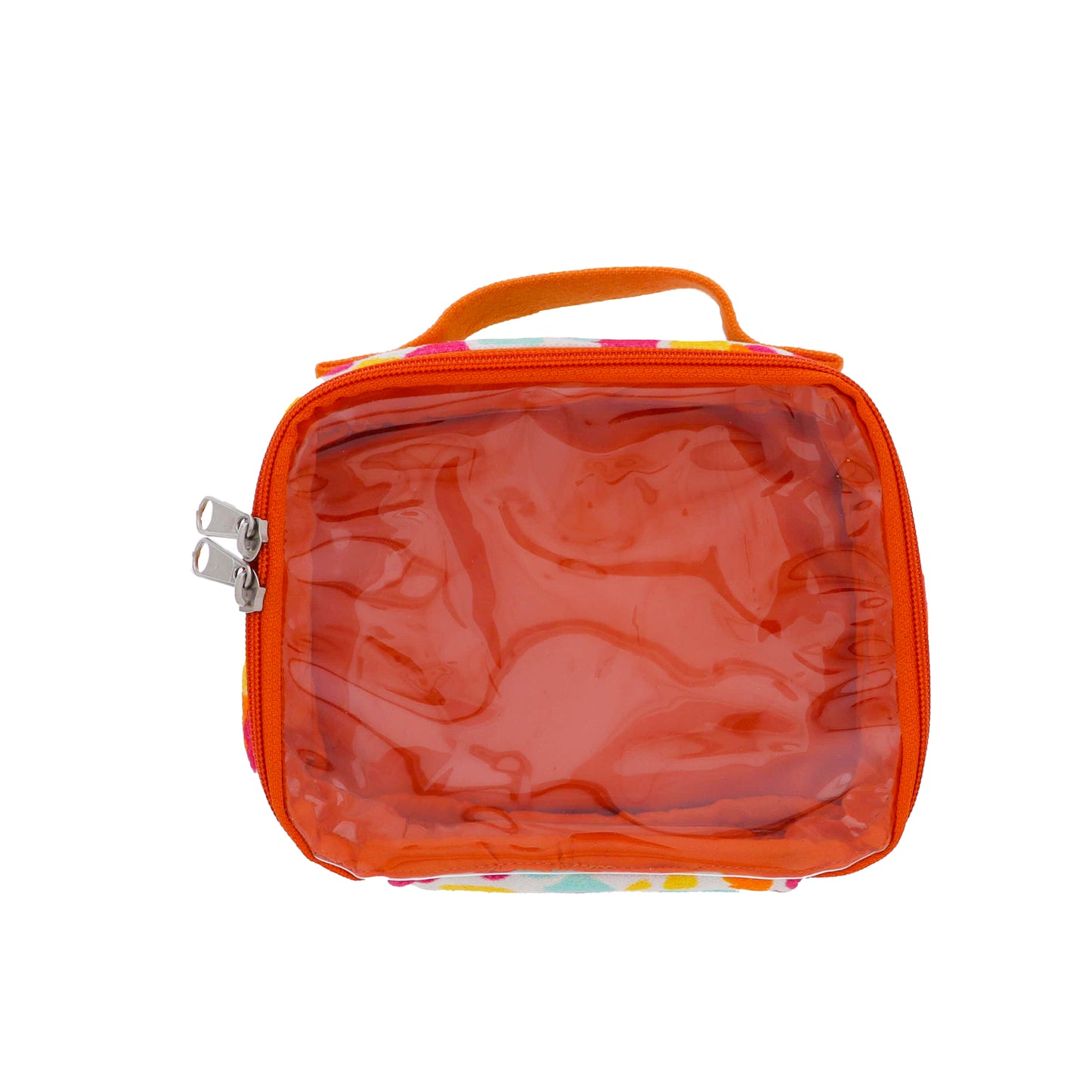 Orange & Hot Pink Dual Zipper Pouch