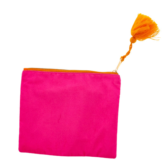Orange & Hot Pink Dual Zipper Pouch