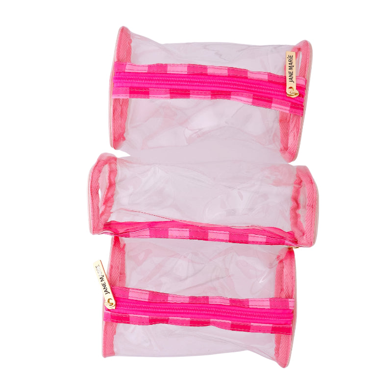 Girly Pop Travel Organizer Set - 4-Piece Cotton Cosmetic Case