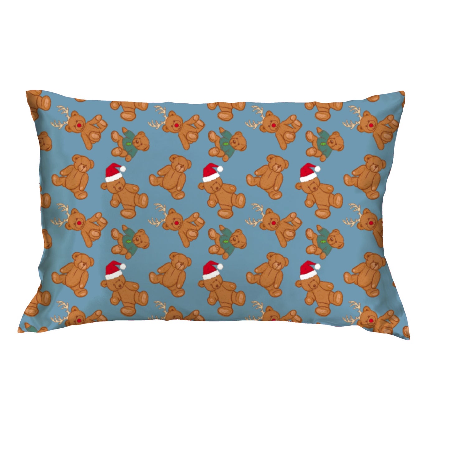 Teddy's Christmas Cheer Satin Pillow Case