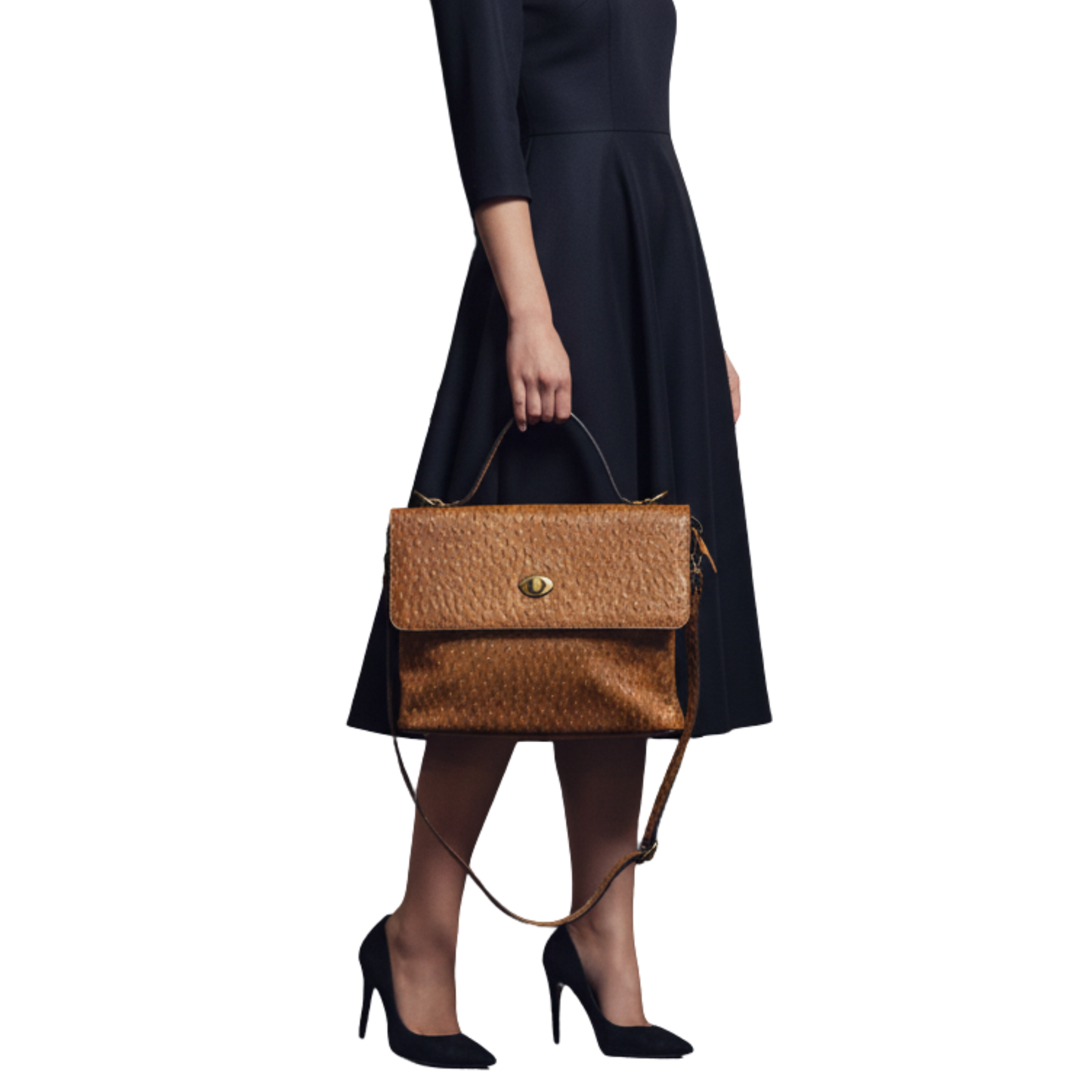 Blake Purse-2 Brown Ostrich Embossed Handbag - Premium Vegan Leather