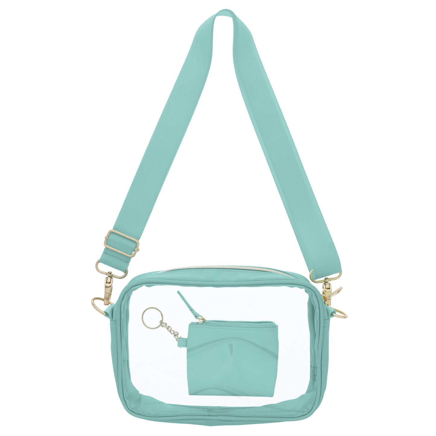 Cool Mint Clear Crossbody + Keychain Wallet