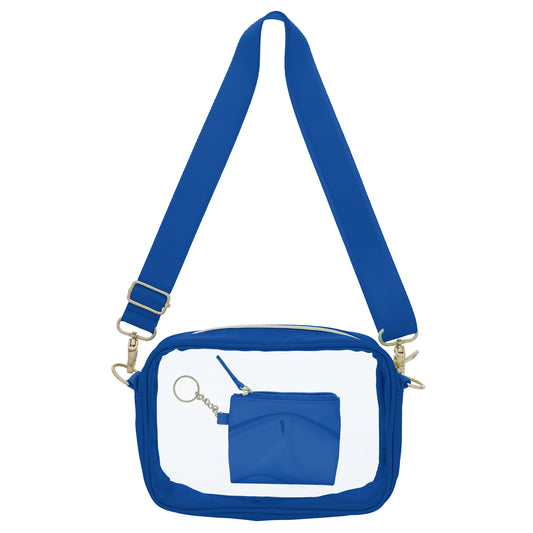 Game Day Royal Blue Clear Crossbody + Keychain Wallet