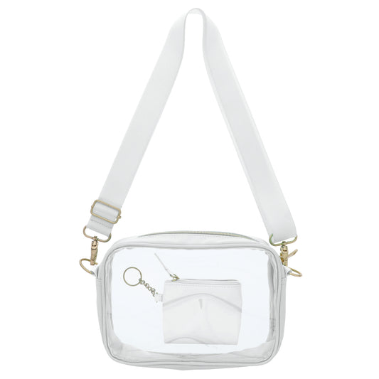 White Clear Crossbody + Keychain Wallet