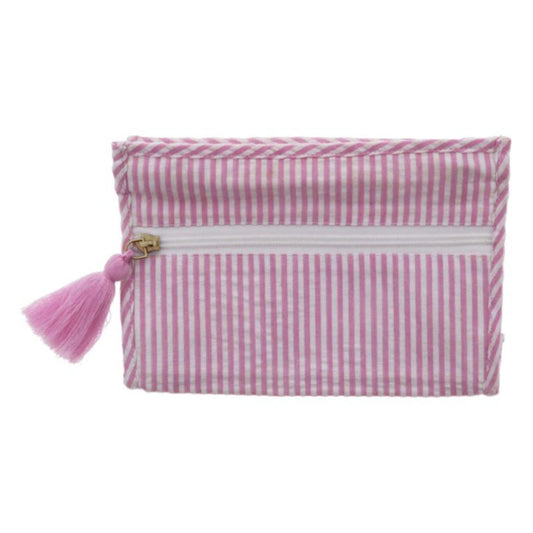 Blush Seersucker Cosmetic Bag