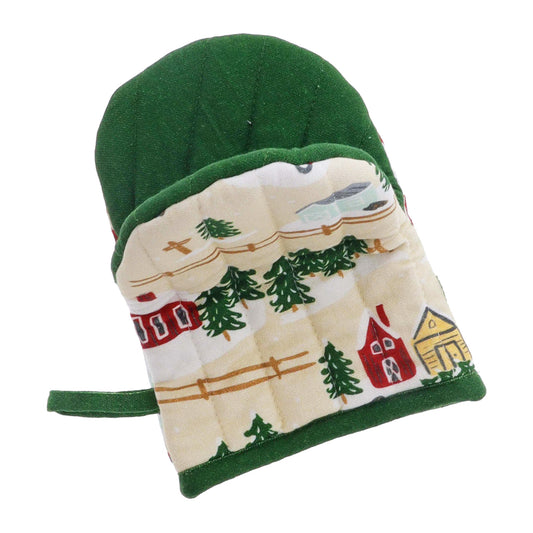 Christmas On The Farm Tan Oven Mitt