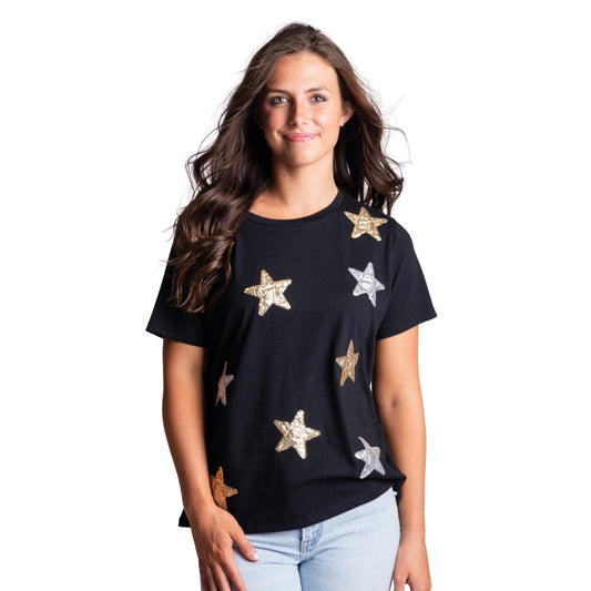 Starry Night Black Crew Neck Shirt Assortment, Display Package