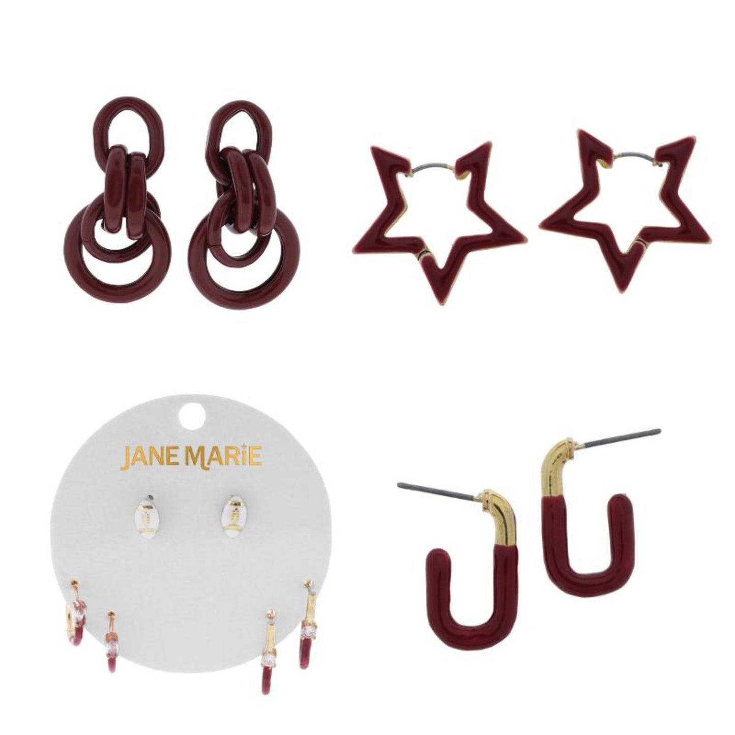 My Game Day Color Maroon Earrings, No Display Package