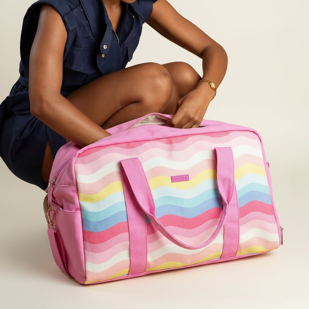 Girly Pop Weekender Bag - Cotton Canvas Travel Duffle