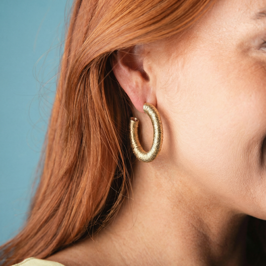 Gold Thread Hoop Earring