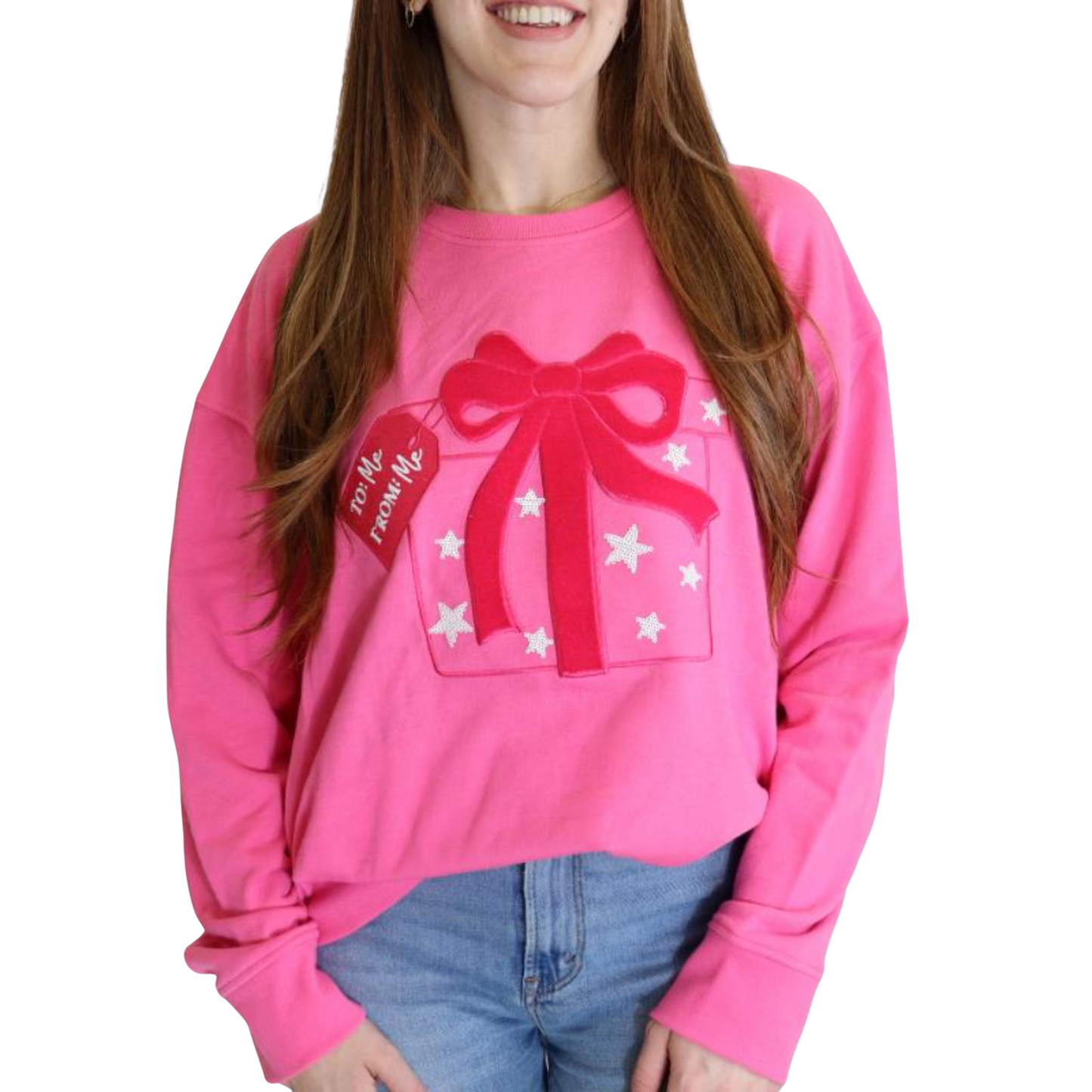 Best Present Ever Knockout Pink Crewneck Sweatshirt