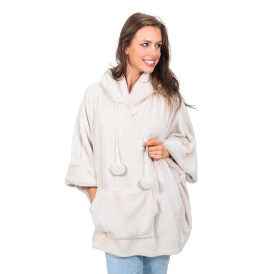Cream Hooded Poncho