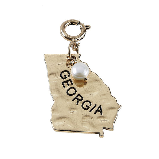 Antique Gold Hammered Georgia State Charm