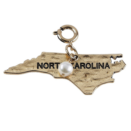 Antique Gold Hammered North Carolina State Charm