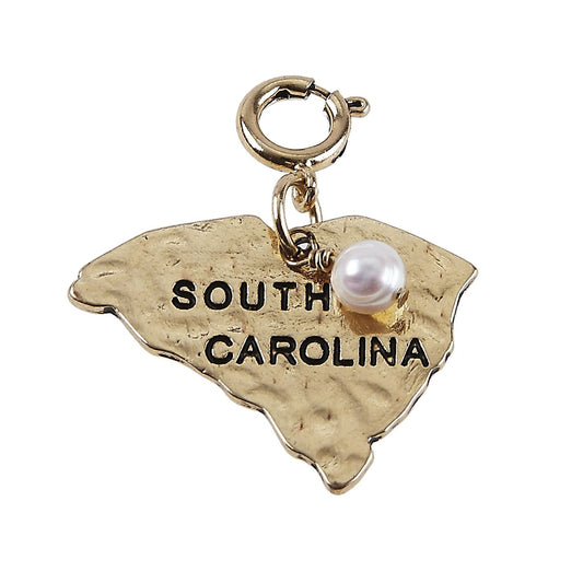 Antique Gold Hammered South Carolina State Charm