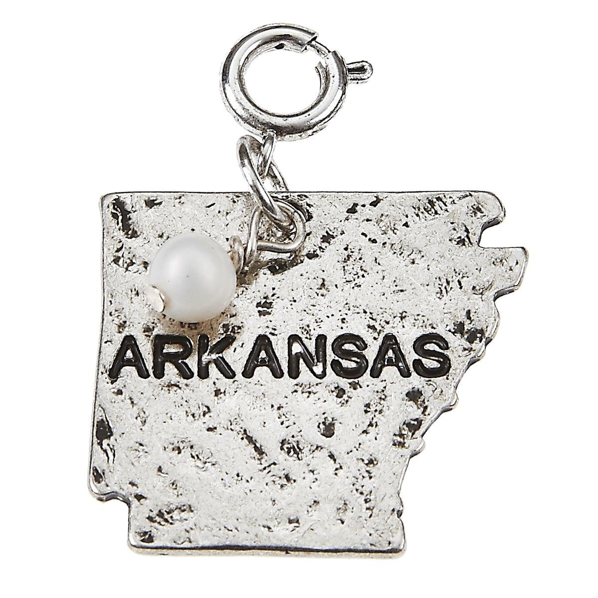 Silver Gold Hammered Arkanasas State Charm
