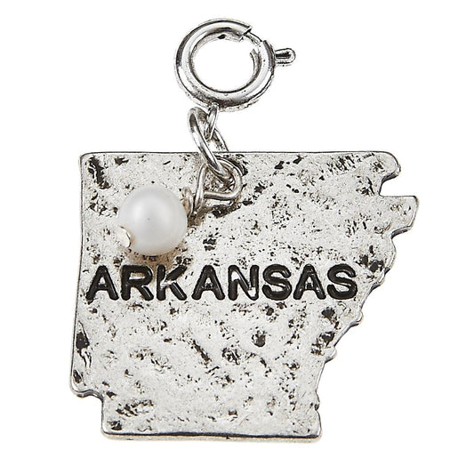 Silver Gold Hammered Arkanasas State Charm
