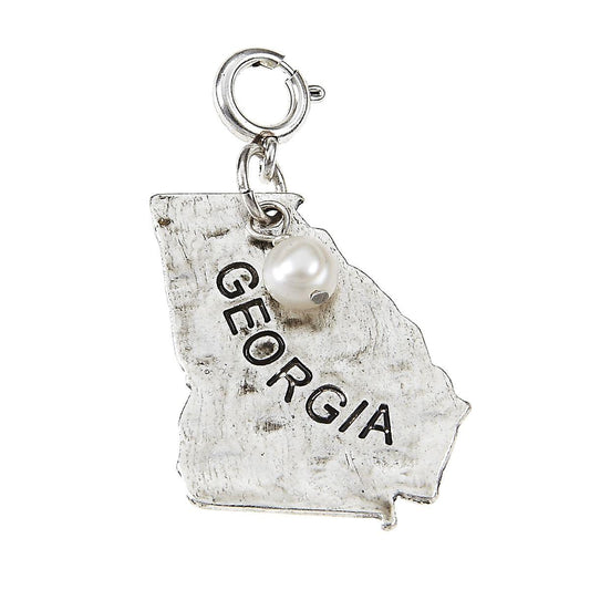 Silver Gold Hammered Georgia State Charm
