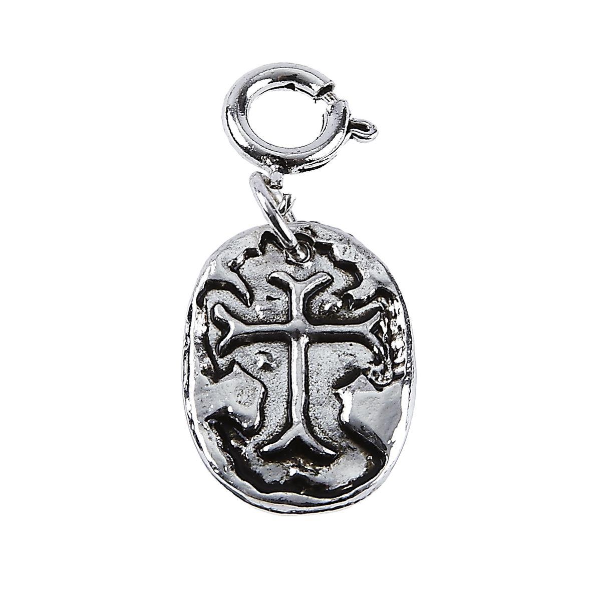 Light Antique Silver Stamped Cross Charm