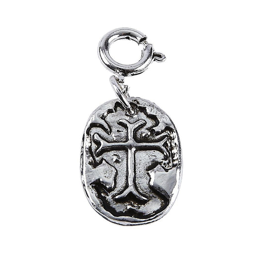 Light Antique Silver Stamped Cross Charm