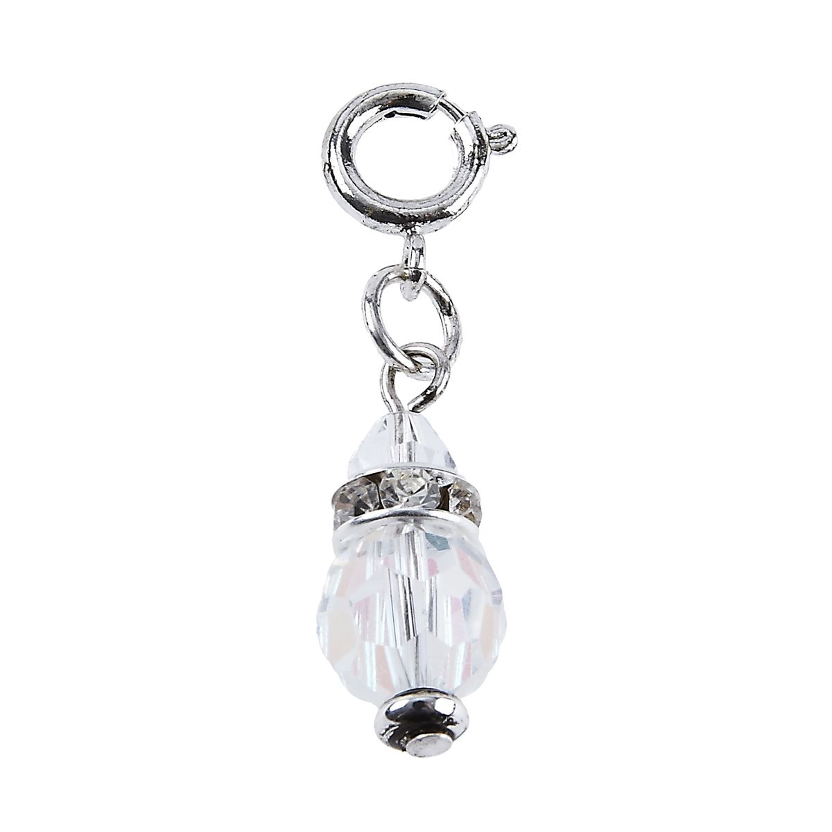 Light Antique Silver Rhinestone with Faceted Crystal Bicone And..ab Glass Charm