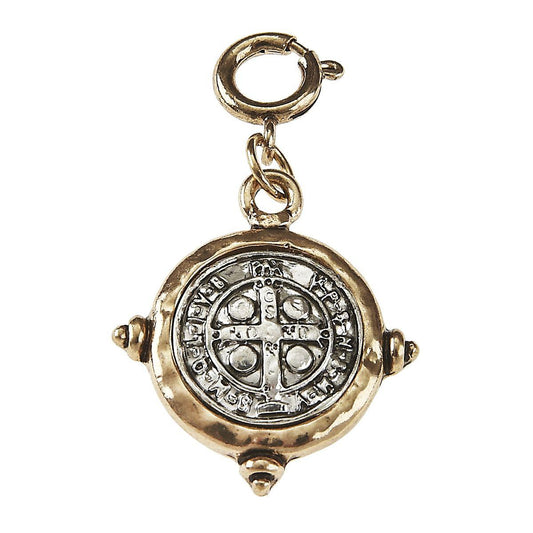 Light Antique Gold And Light Antique Silver Hammered Back San Benito Charm