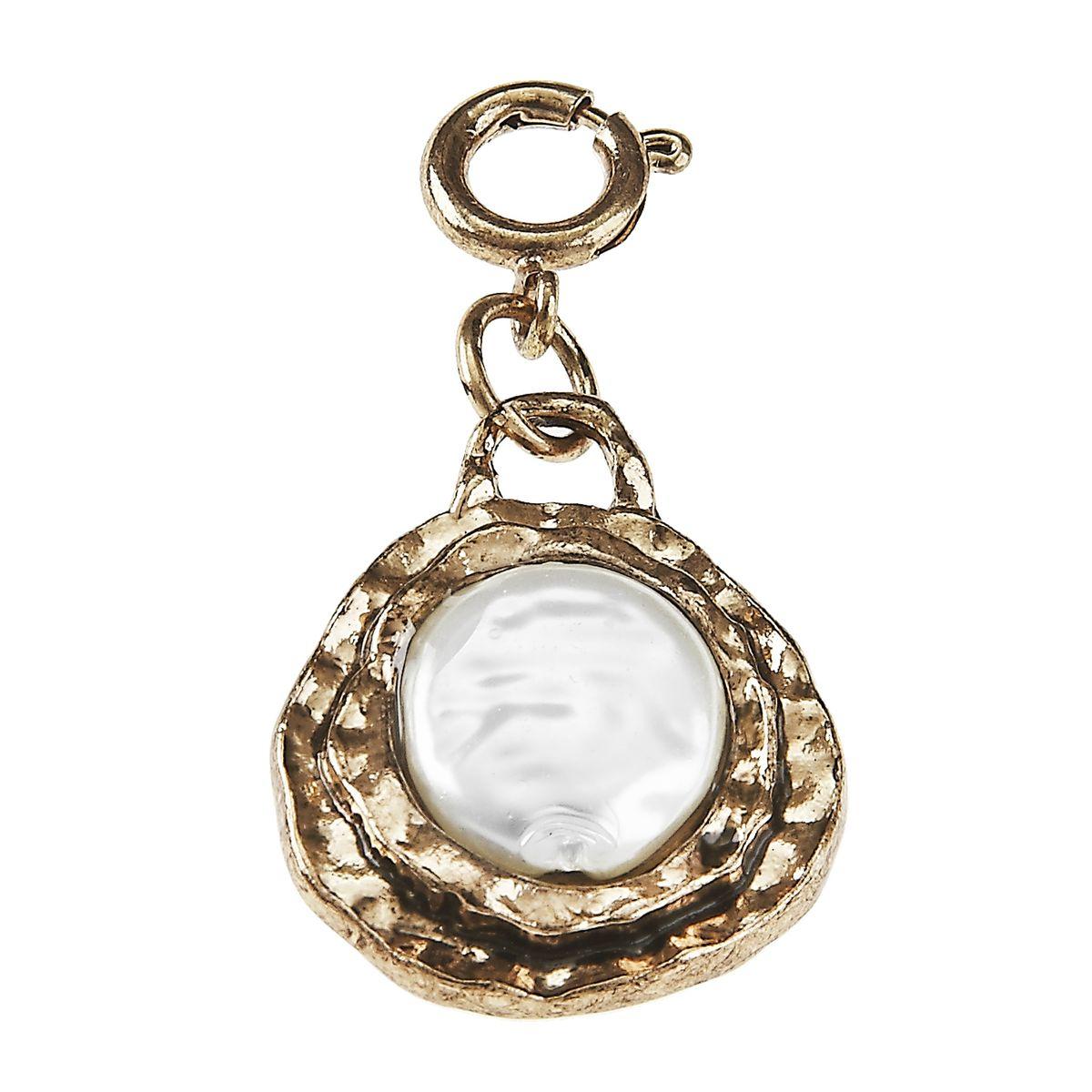 Light Antique Gold Wax Casting with Coin Pearl Center Charm