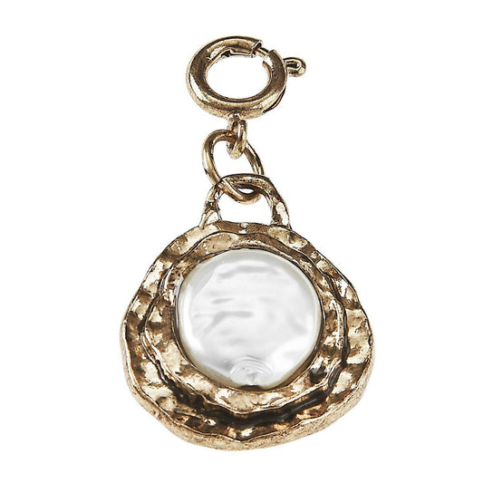 Light Antique Gold Wax Casting with Coin Pearl Center Charm