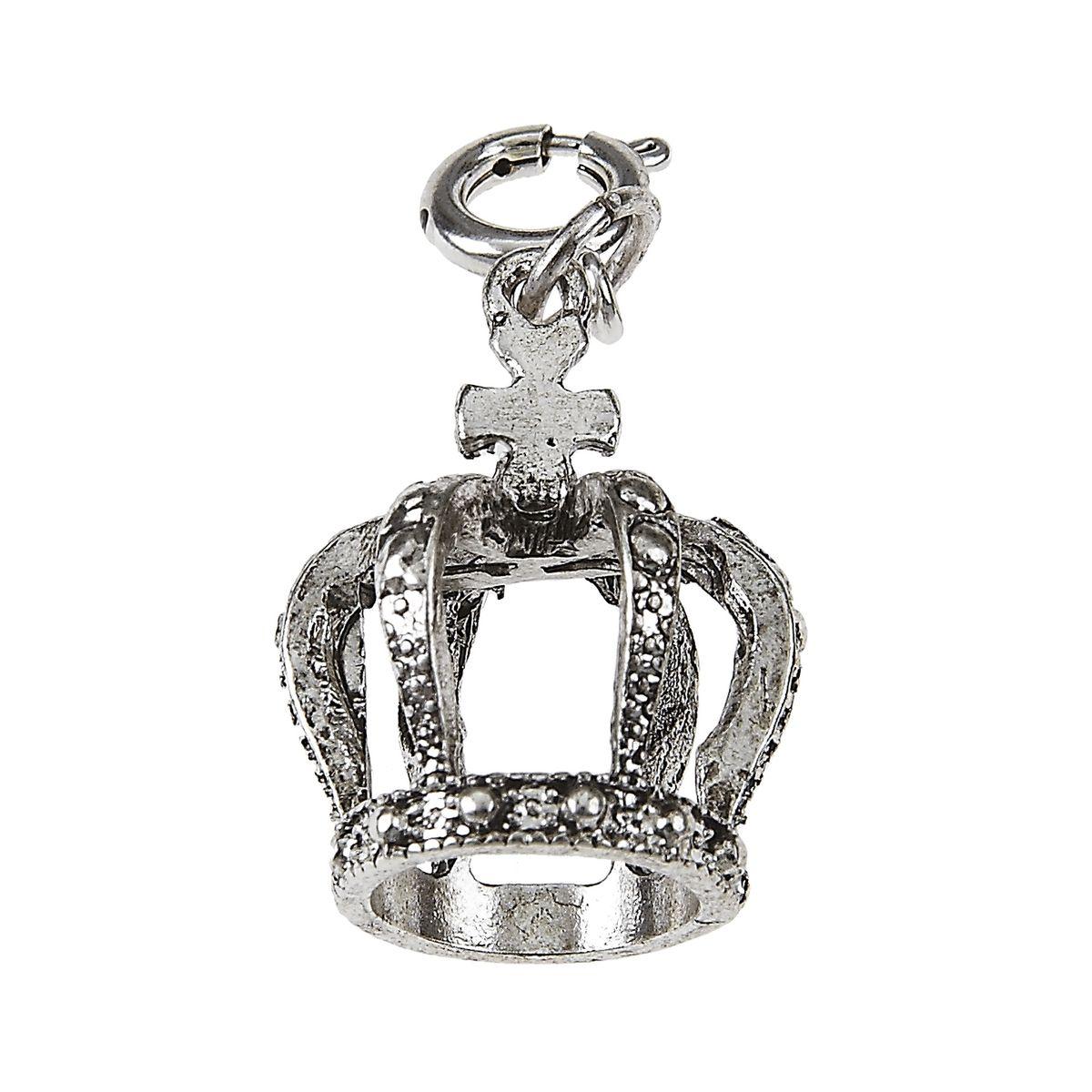 Light Antique Silver 3D Crown Wax Casting Charm