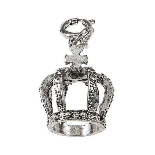 Light Antique Silver 3D Crown Wax Casting Charm