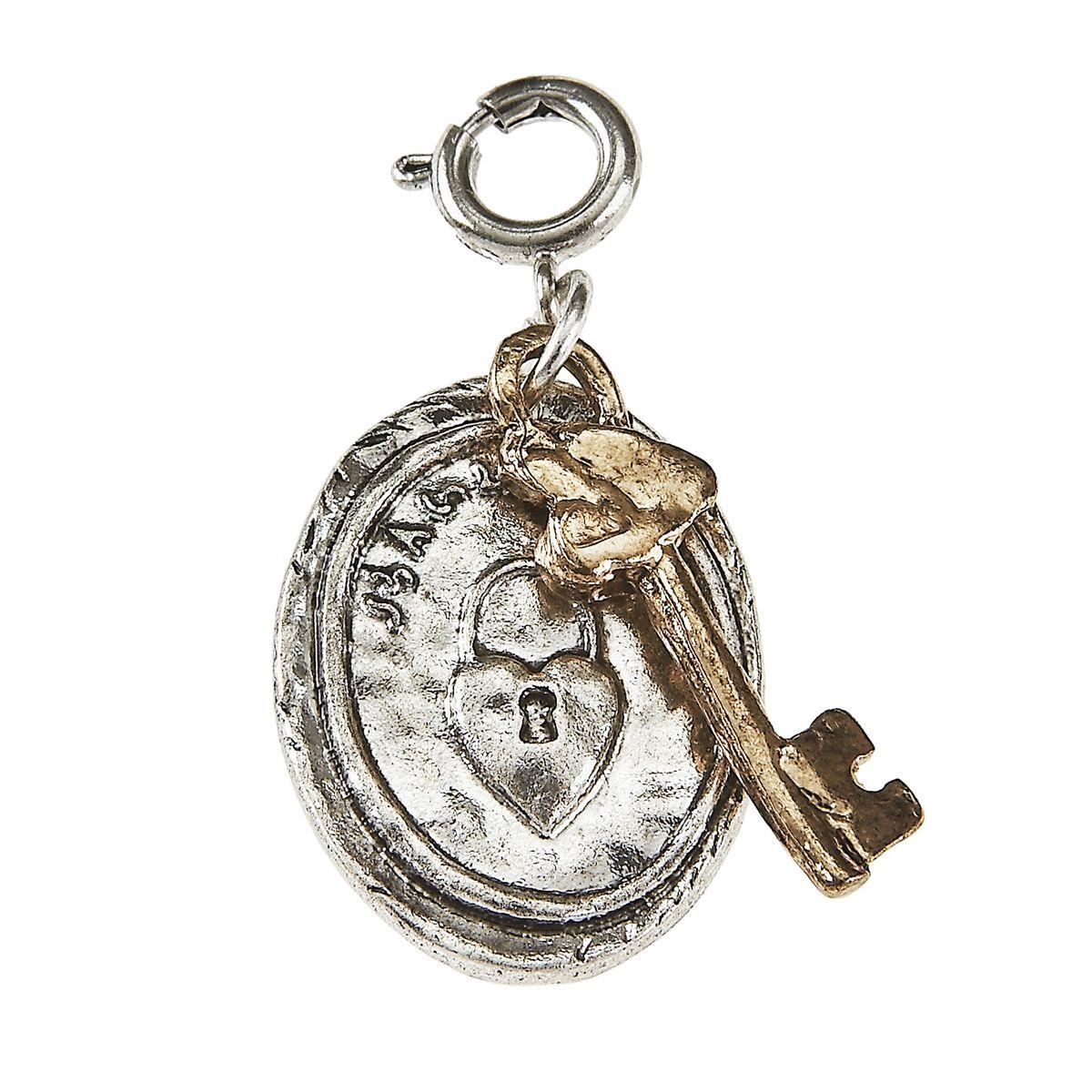 Light Antique Silver Padlock and Light Antique Gold Key Wax Casting Charm