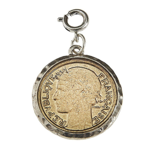Light Antique Gold and Light Antique Silver Coin Charm