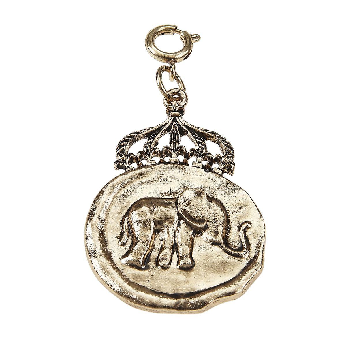 Light Antique Gold Elephant with Crown Wax Casting Charm