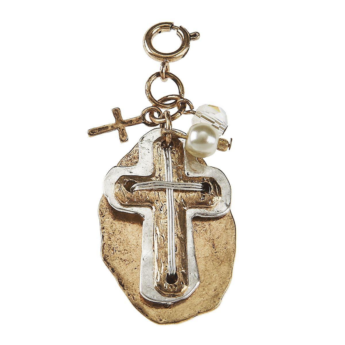 Light Antique Silver and Light Antique Gold Cross Cluster Charm