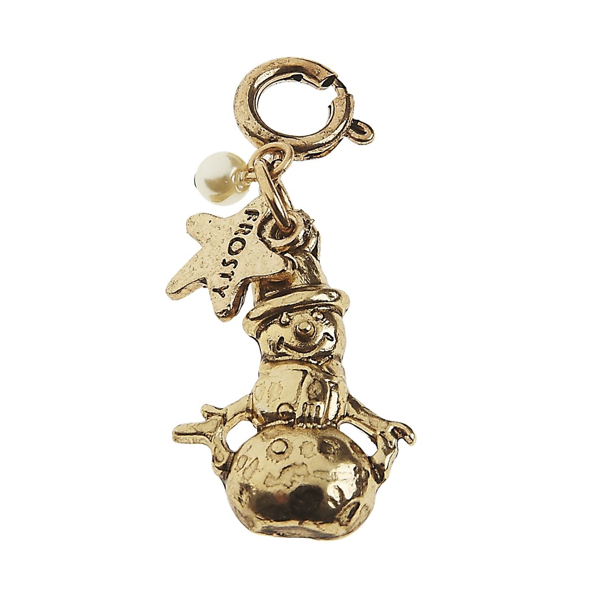 Light Antique Gold Snowman Charm